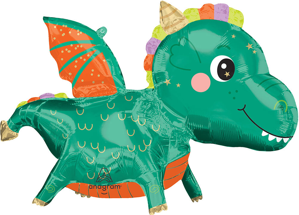 Cute Dragon 38” Mylar Balloon in Manahawkin, NJ at Party Fair, featuring an adorable dragon design for festive party decorations.