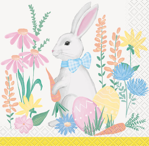 Easter Bunny Paper Beverage Napkins – 24 Count | Festive Spring Party Napkins