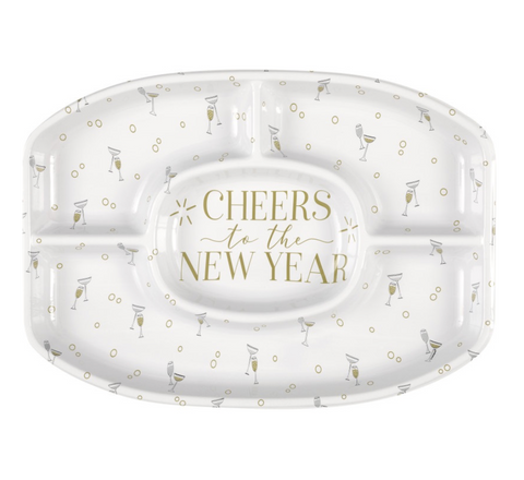 Toast to New Year’s Reusable Chip & Dip Platter – Holiday Party Snack Tray