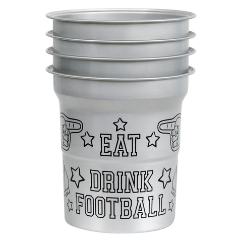 Game Face Football "Eat Drink Football" 16oz Aluminum Cups  4ct