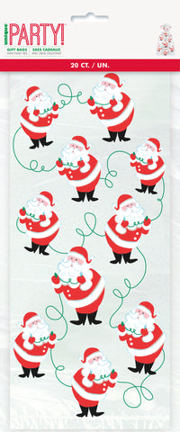 Twinkle Santa Cellophane Bags – Christmas Treat & Gift Bags, 20 Count