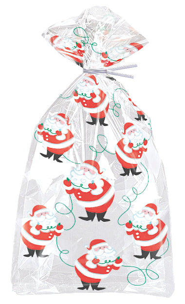 Twinkle Santa Cellophane Bags – Christmas Treat & Gift Bags, 20 Count