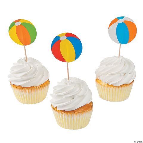 Beach Ball Picks 2" paper beach ball is on a 2 1/2" wooden pick. 25 pcs per package