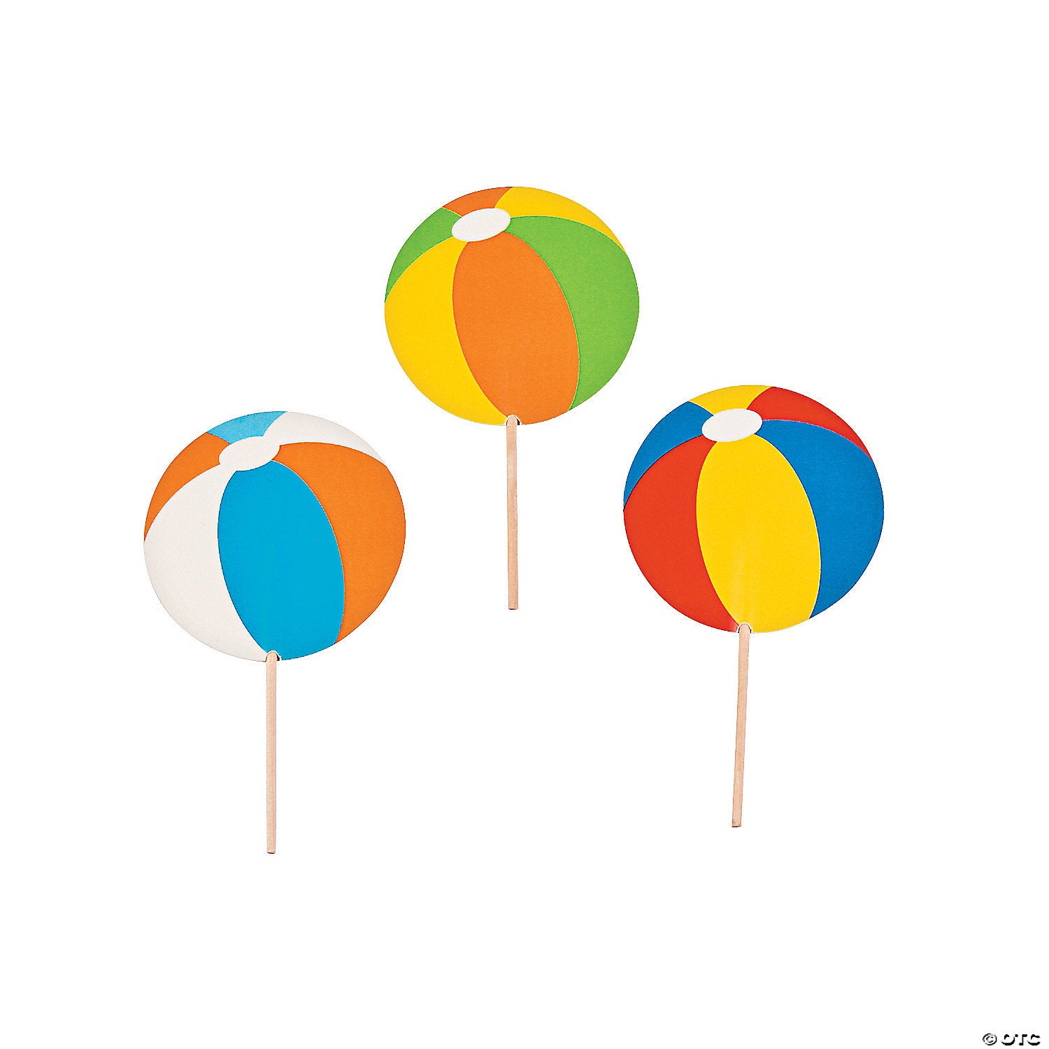 Beach Ball Picks 2" paper beach ball is on a 2 1/2" wooden pick. 25 pcs per package