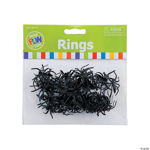 Black Spider Rings  Size: 1 1/2” Material: Plastic. 36ct