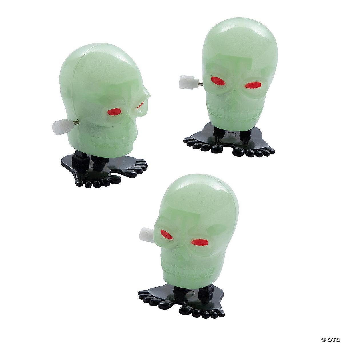 Value Glow-in-the-Dark Skeleton Head Wind-ups, 2”