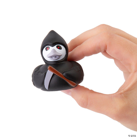 Halloween Reaper Rubber Ducks in Black Cloak Material: Vinyl. Size: 2 1/4”