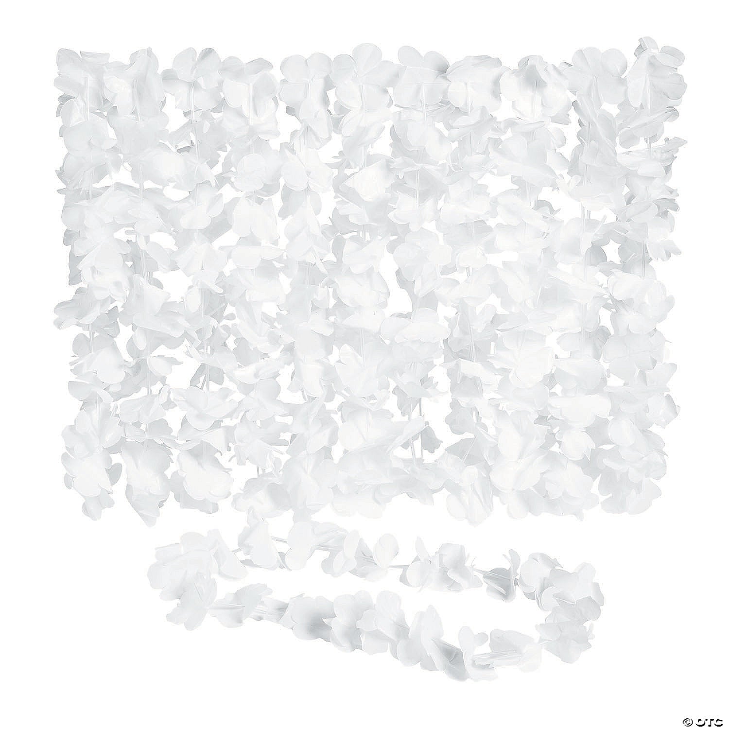 White Flower Leis - 36" Plastic Party Necklaces, Pack of 3 - Perfect for Luau, Weddings & Celebrations