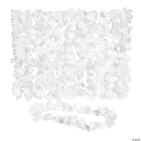 White Flower Leis - 36" Plastic Party Necklaces, Pack of 3 - Perfect for Luau, Weddings & Celebrations