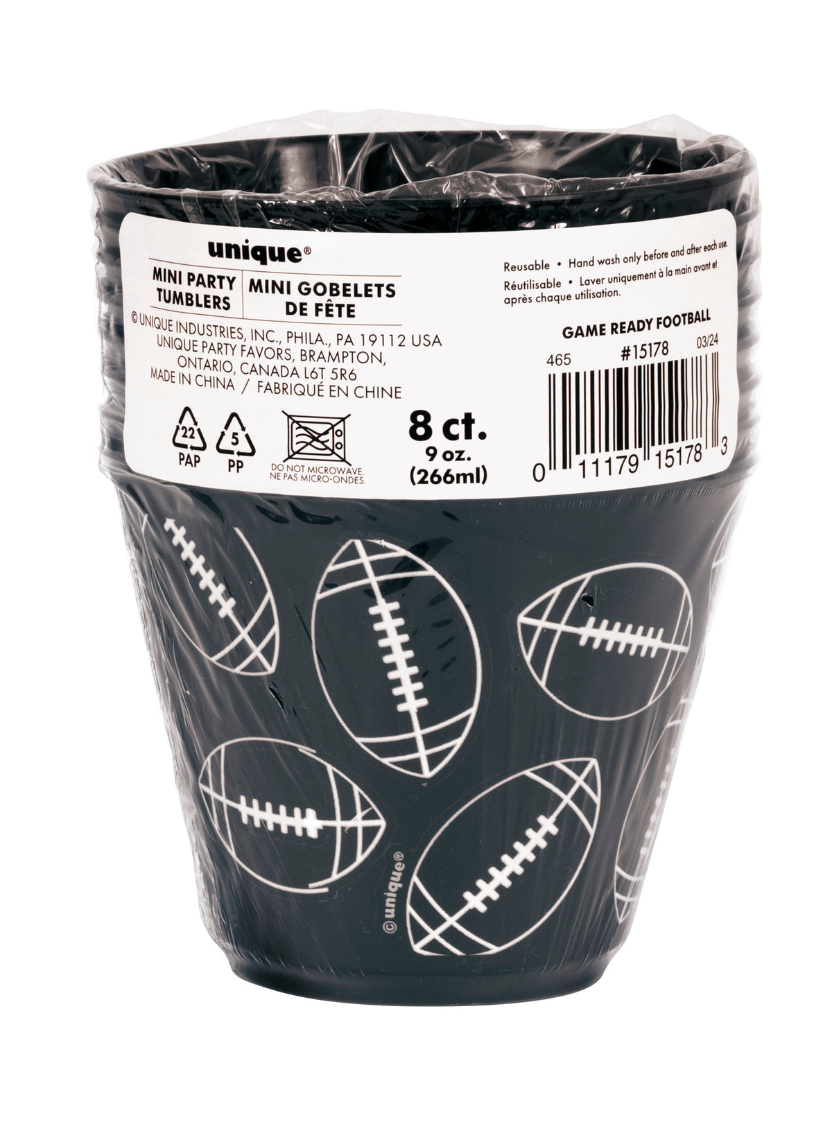Game Ready Football 9oz Plastic Cups  8ct