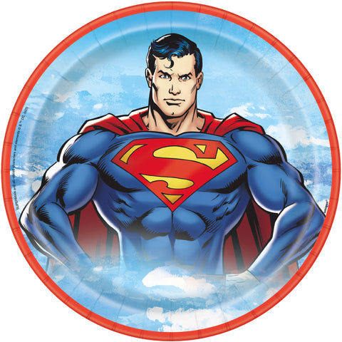 Superman Round 9 Dinner Plates  8ct"