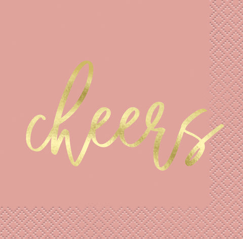 Dusty Pink Cheers" Beverage Napkins  16ct - Foil Stamping"