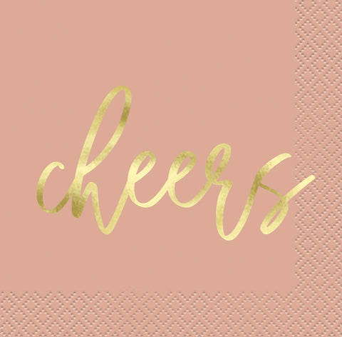 Taupe Cheers" Beverage Napkins  16ct - Foil Stamping"