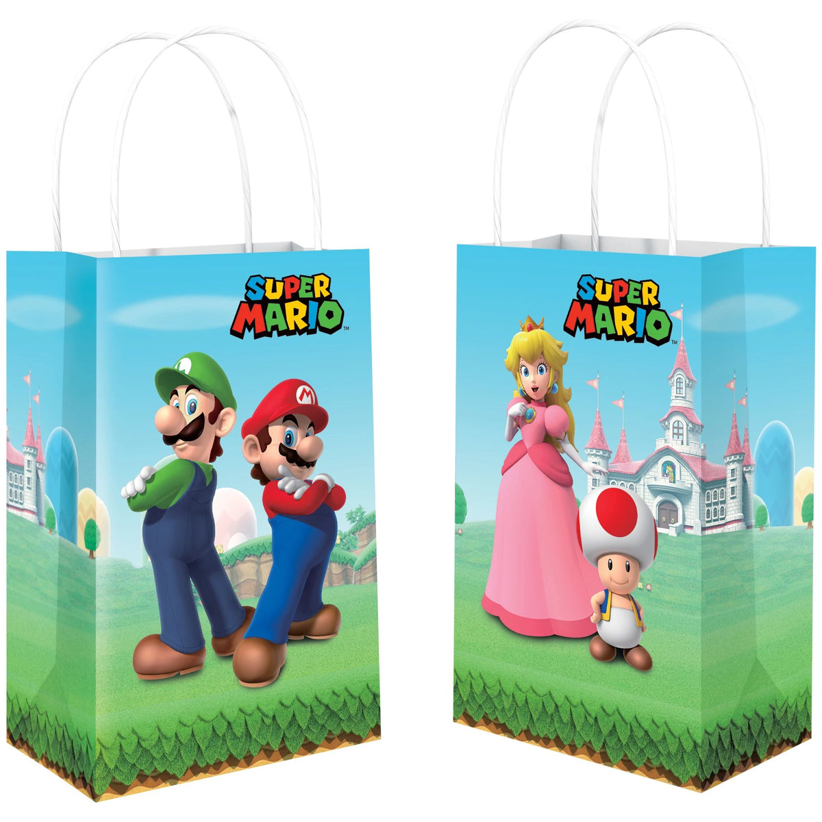 Super Mario Brothers Printed Paper 5 1/4" x 8 1/2" x 3 1/4" Kraft Bag