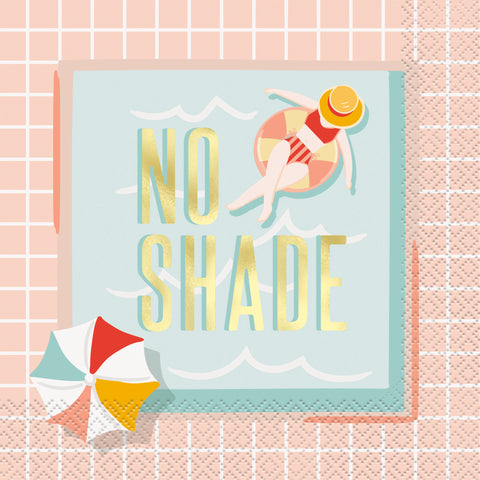 Poolside Summer "No Shade" Luncheon Napkins  16ct - Foil Stamping