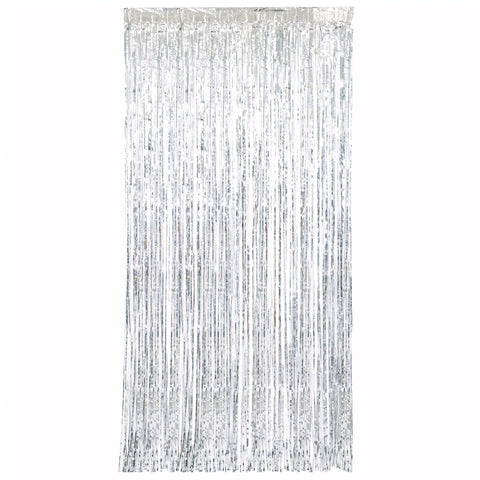 Silver Foil Fringe Door Curtain  3.25 ft x 6.5 ft