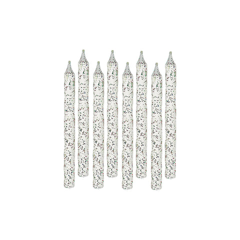 Large White Glitter Spiral Candles 24 per pack