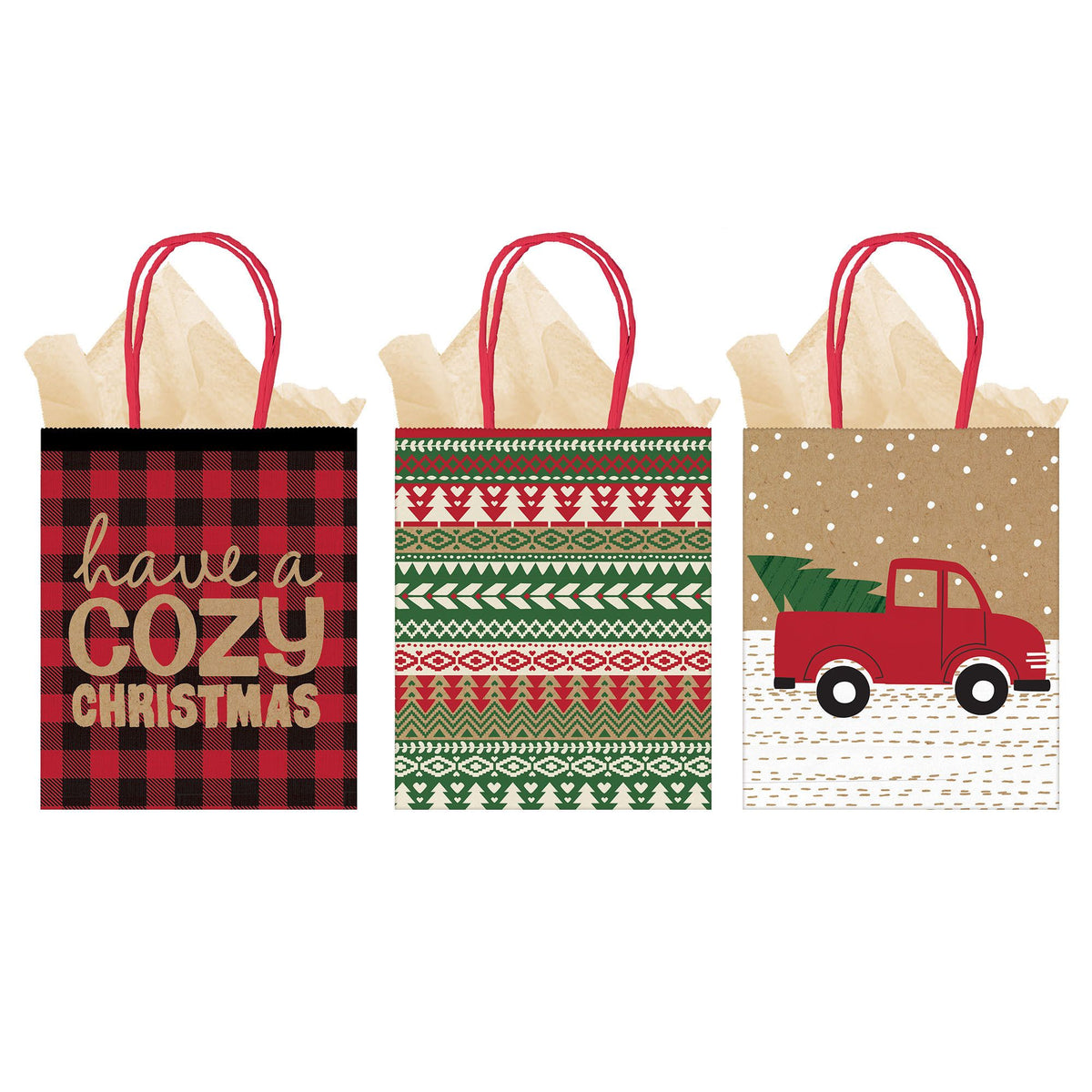 Cozy Christmas Multi-Pack of 3 Vertical Bags 11 1/4"H x 9 1/2"W x 4"D