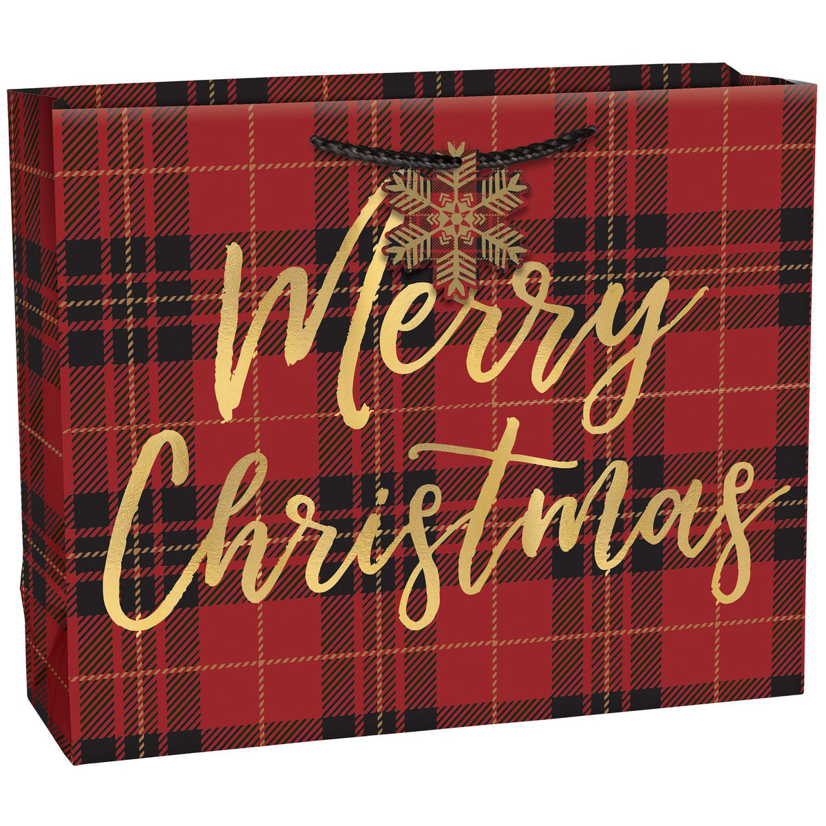 Merry Christmas Plaid  Horizontal Gift Bag