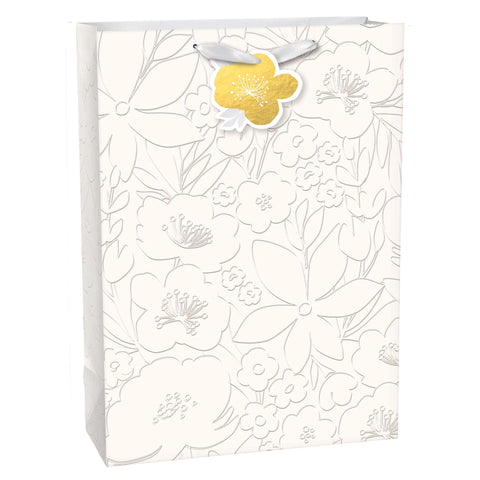 Embossed Floral XL Gift Bag 17"H x 12 1/2"W x 6"D