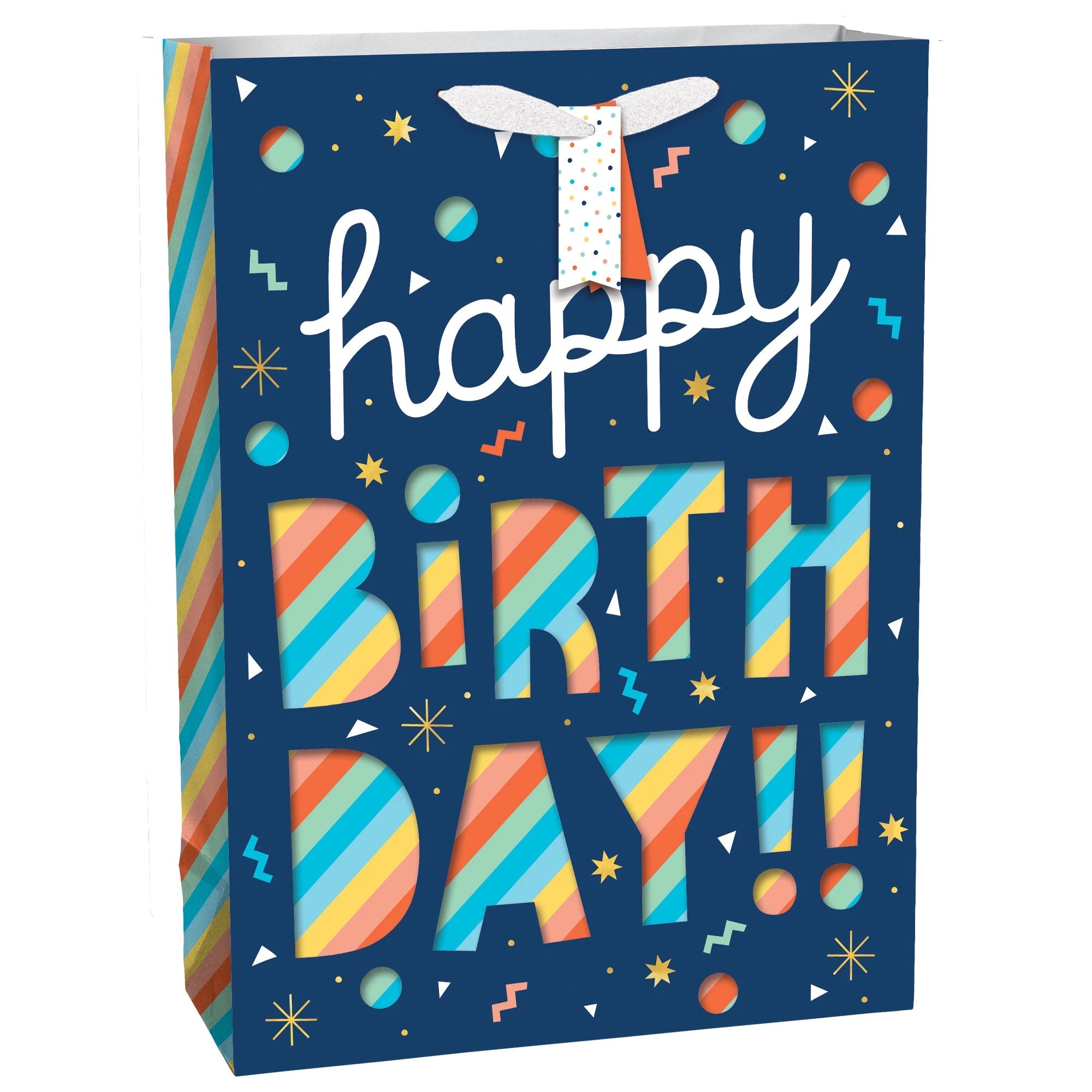 Happy Birthday Cut Out Extra Large Gift Bag w/ Gift Tag