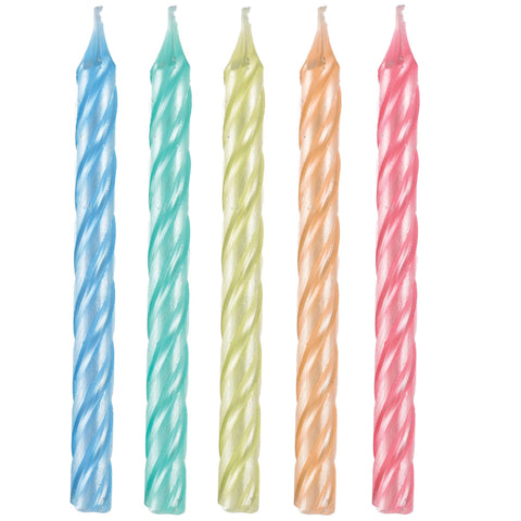 Pastel Pearlized Spiral Bday Candles