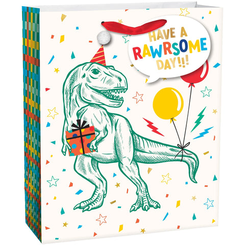 Dinosaur Large Party Bag 13"H x 10 1/2"W x 5"D Includes Gift Tag