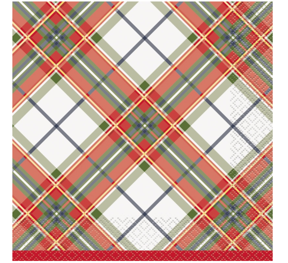 Classic Christmas Plaid Luncheon Napkins – Holiday Party Napkins, 16 Count