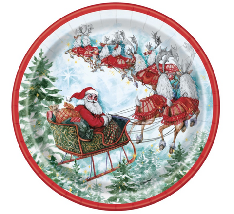Classic Christmas 7” Dessert Plates – Holiday Party Plates, 8ct