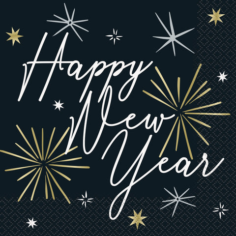 New Year’s Disco Themed Beverage Napkins – Cocktail Party Décor, 16ct