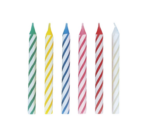 Bright multicolor spiral birthday candles 24ct from Party Fair in Manahawkin NJ