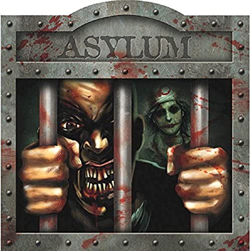 Haunted Asylum Halloween Crazy Patient Cutout – 15" Multicolor Scary Wall Decoration