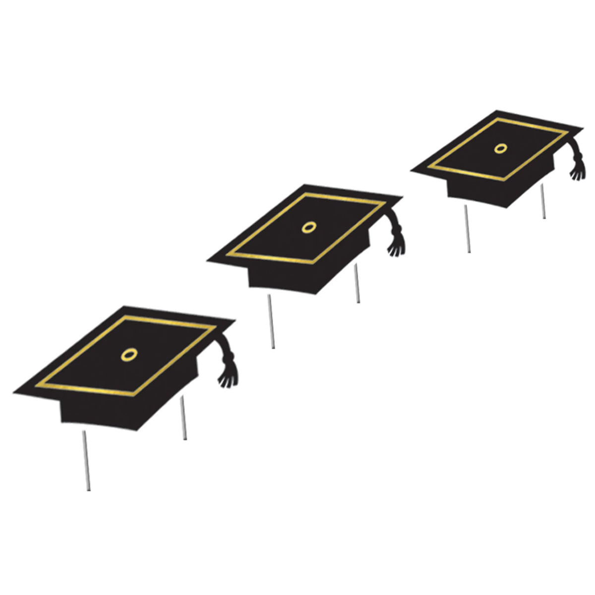 Small Grad Cap Yard Stakes 3pc Pack