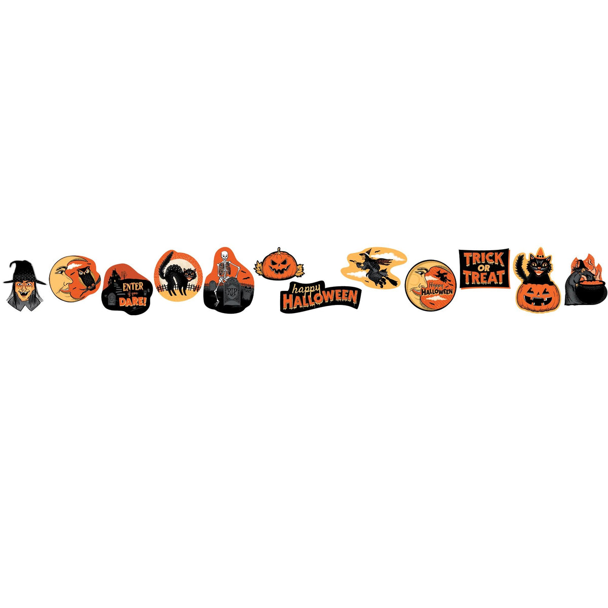 Vintage Halloween Cutouts 1 Cutout, 11" 3 Cutouts, 9" 8 Cutouts, 7"