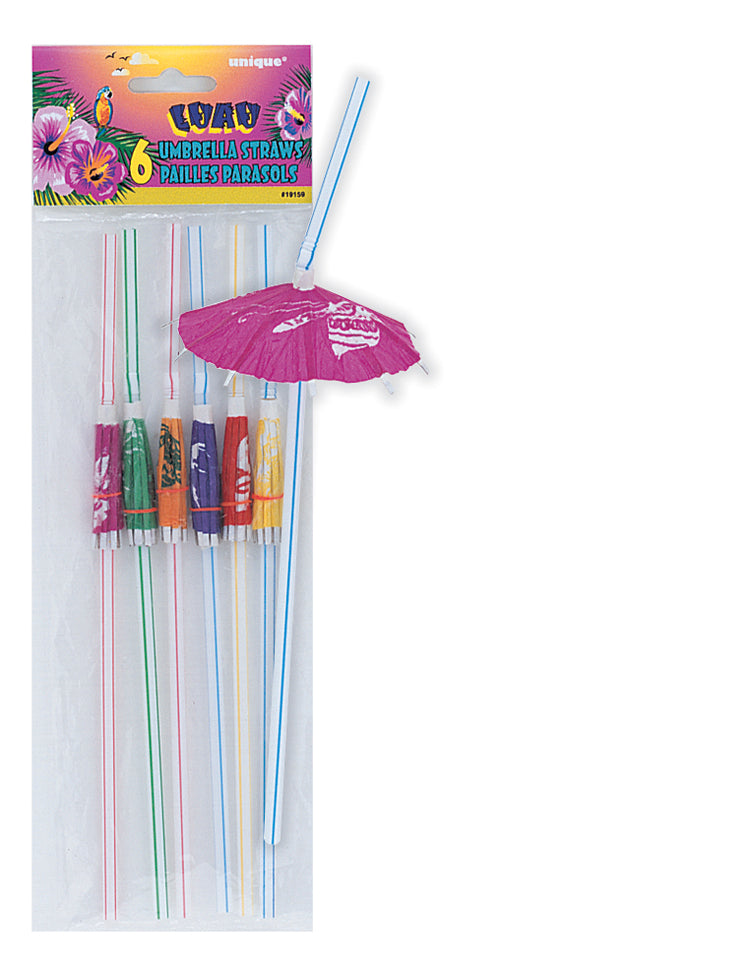 Luau Umbrella Straws  6ct