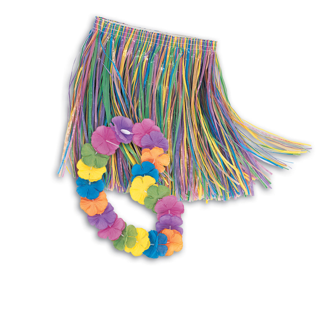 Child Luau Skirt & Lei Set – Tropical Hawaiian Costume Accessory Set for Kids