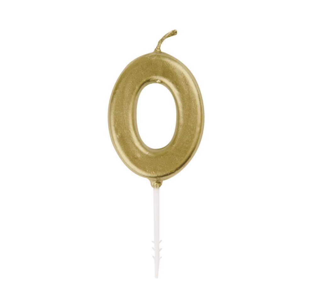Mini metallic gold number 0 birthday pick candle 3 inch cake topper Manahawkin NJ