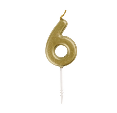 Mini metallic gold number 6 birthday candle cake topper in Manahawkin, NJ