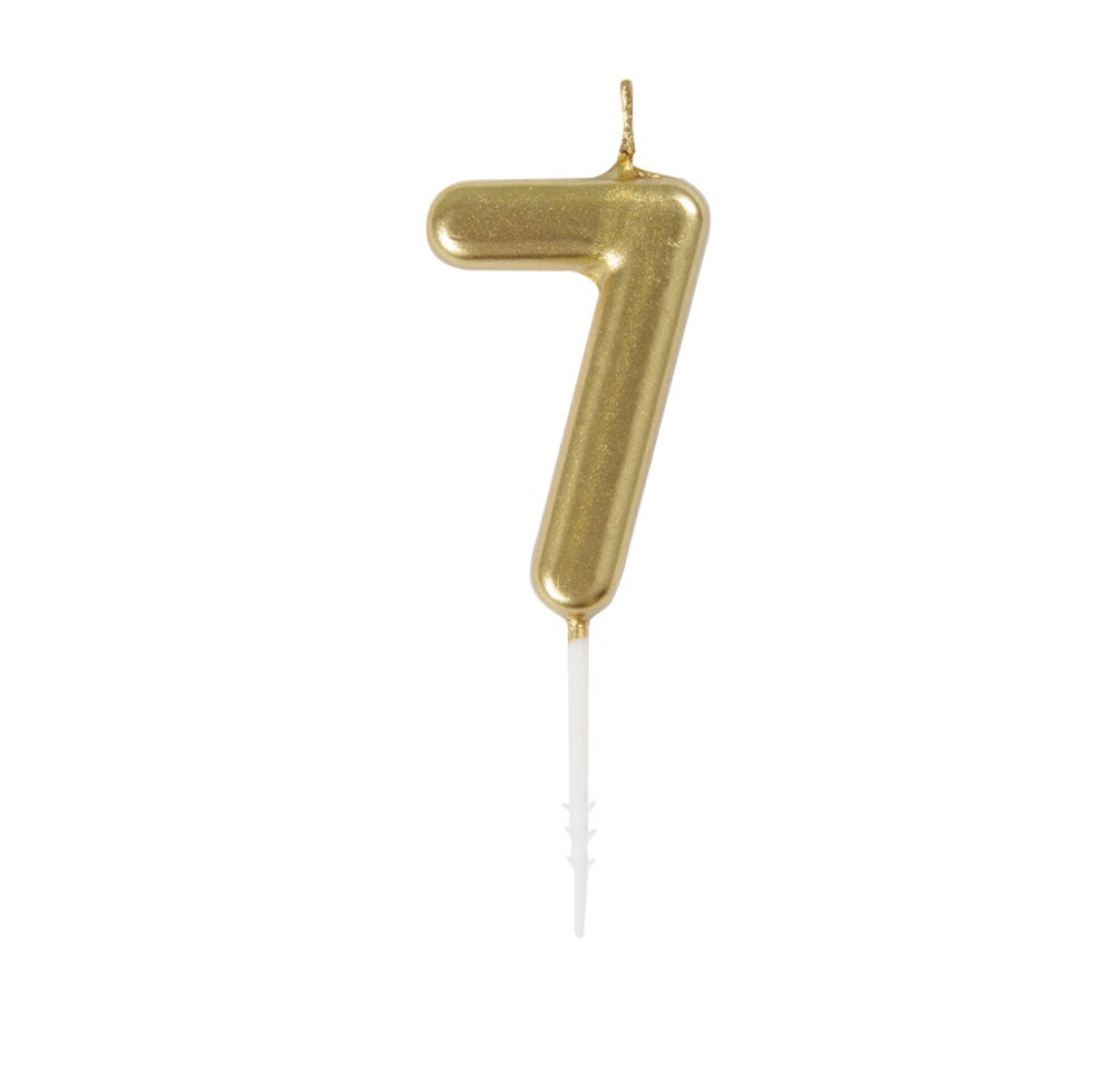 Mini metallic gold number 7 birthday candle cake topper in Manahawkin, NJ