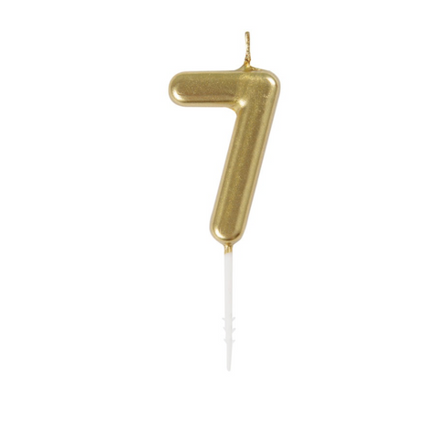Mini metallic gold number 7 birthday candle cake topper in Manahawkin, NJ