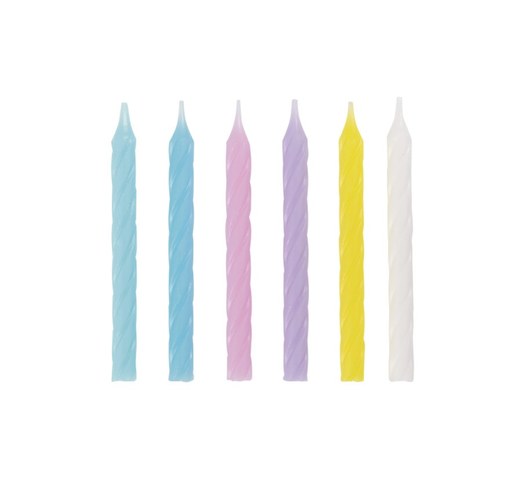 Pastel spiral birthday candles 24ct from Party Fair in Manahawkin NJ
