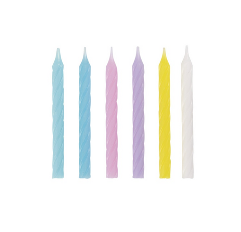 Pastel spiral birthday candles 24ct from Party Fair in Manahawkin NJ
