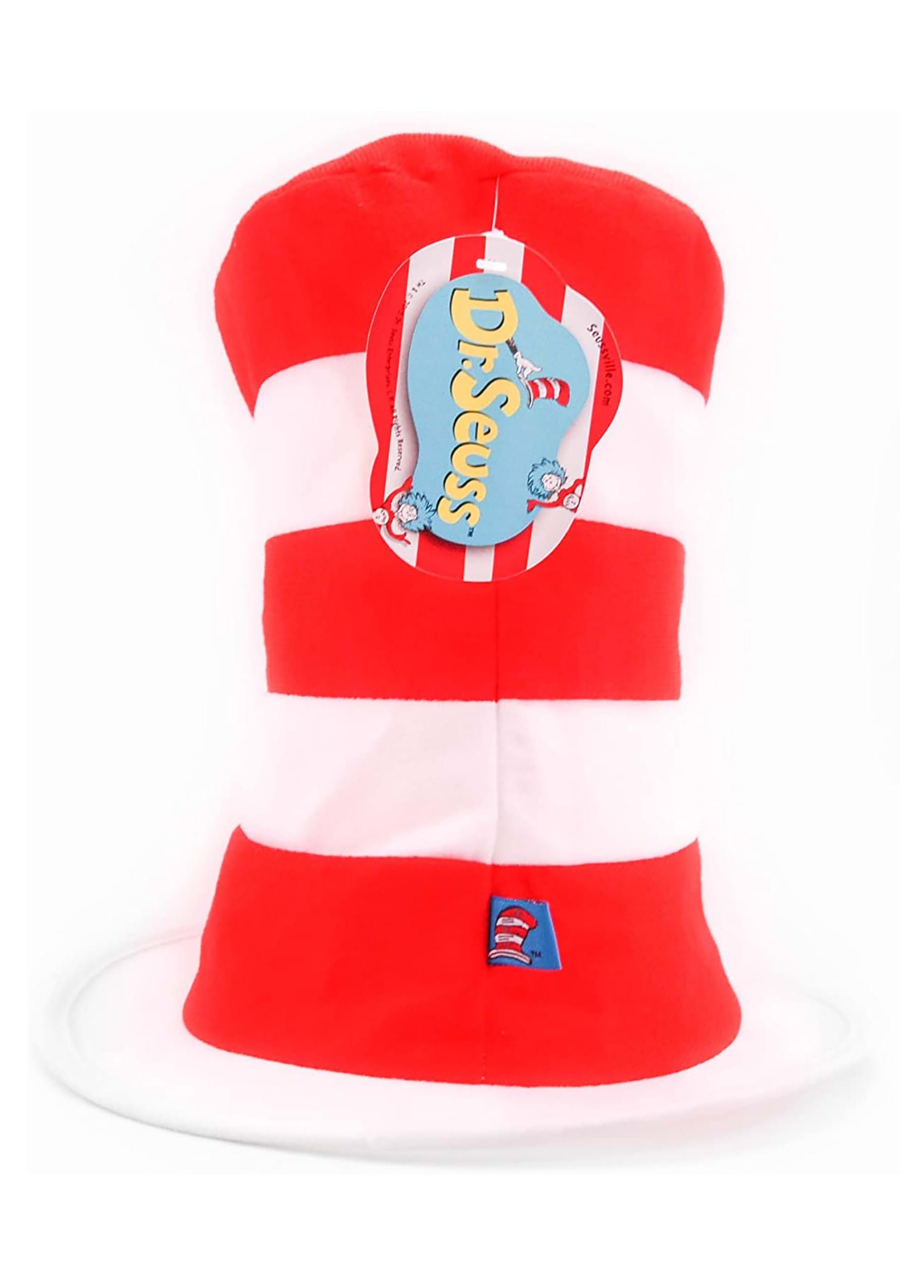 Officially licensed Dr. Seuss Kids Cat in the Hat Costume Hat with retail packaging hang tag.