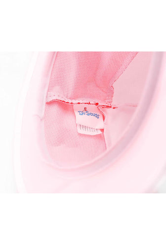 Close-up showing the official Dr. Seuss logo tag located  inside the  Dr. Seuss Kids Cat in the Hat Costume Hat.