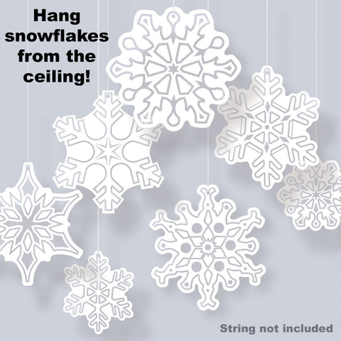 Clear Plastic Die-Cut Snowflakes – 7 Per Pack, 4¾"–9¼" Holiday Decorations