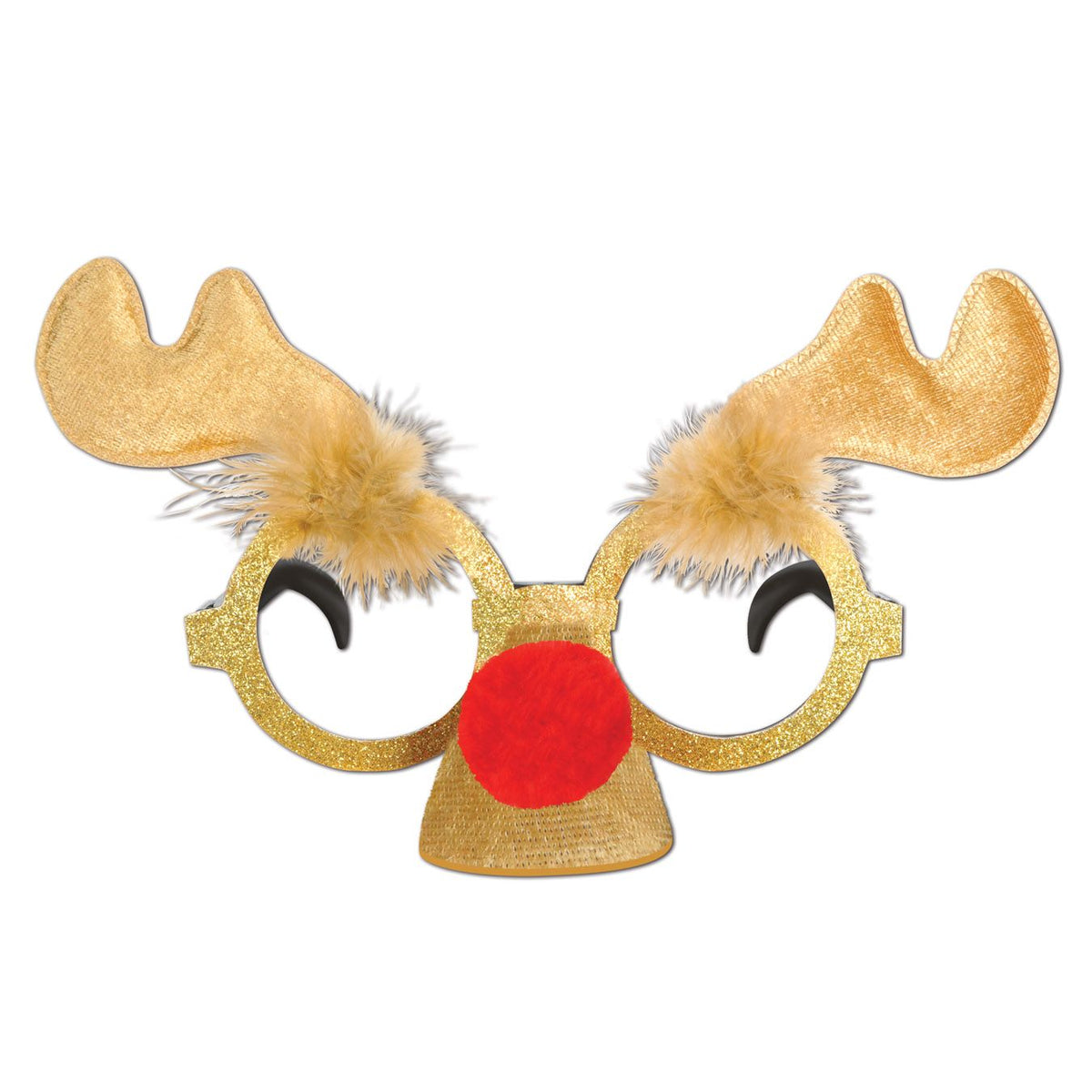 Glittered Reindeer Glasses – One Size Fits Most, Christmas Holiday Accessory