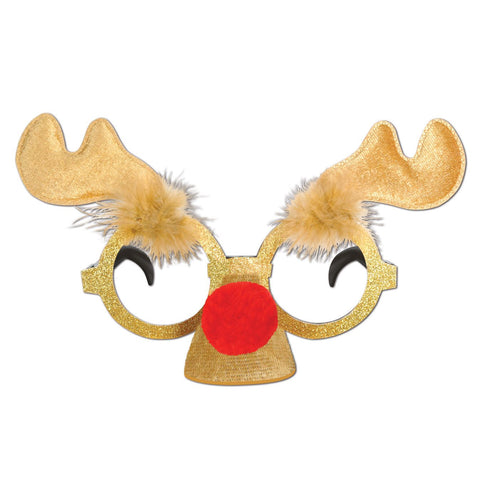 Glittered Reindeer Glasses – One Size Fits Most, Christmas Holiday Accessory