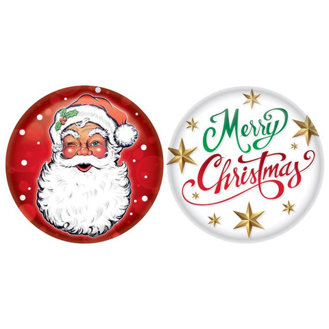 Holiday Christmas Buttons – 2" Size, 2 Per Package