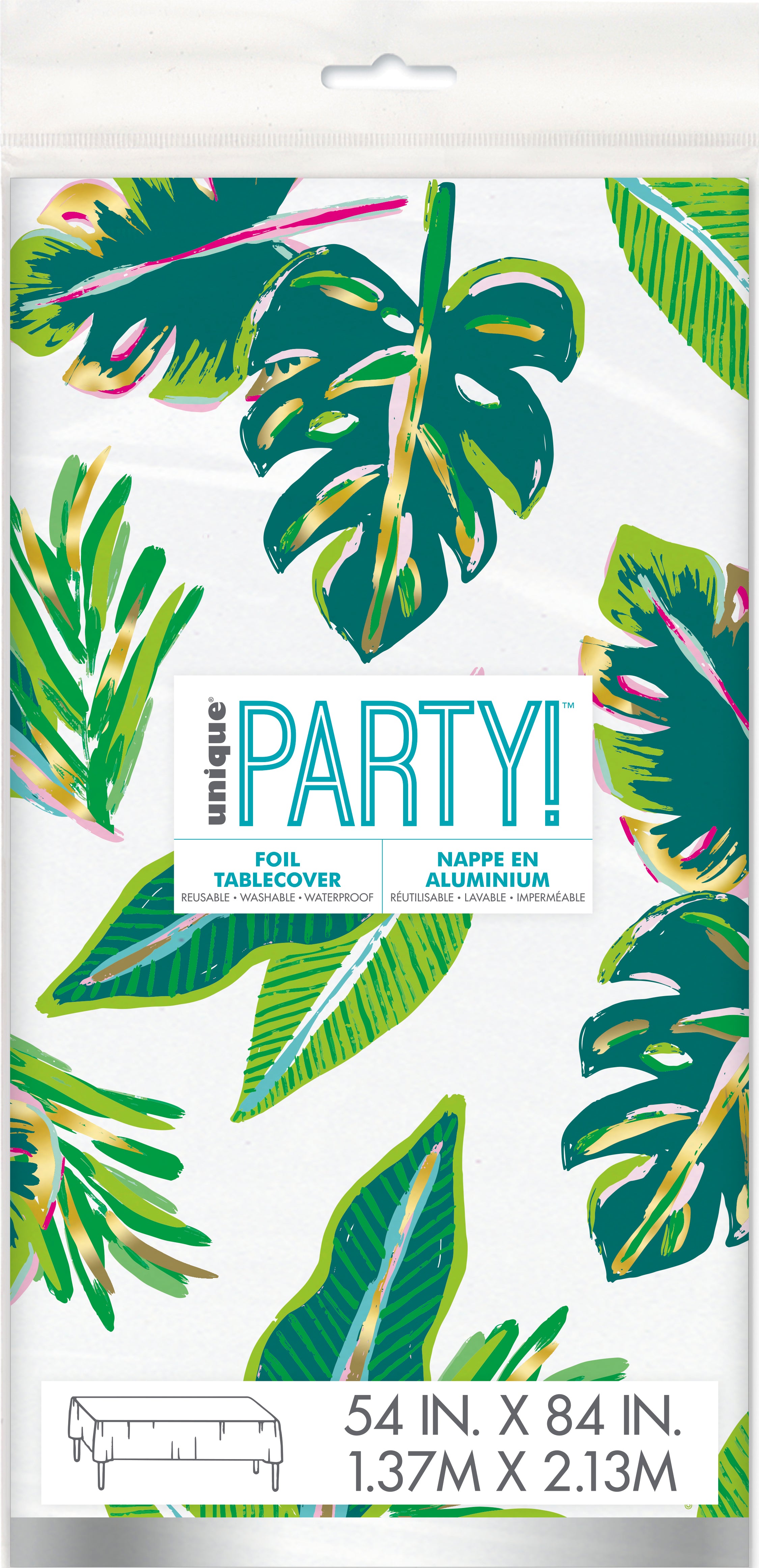 Tropical Leaves Rectangular Foil Table Cover  54" x 84"