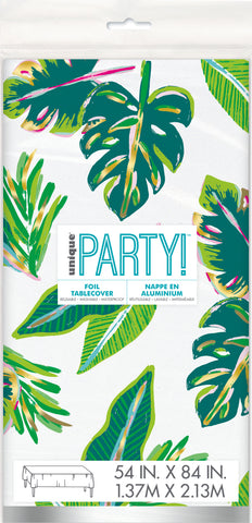 Tropical Leaves Rectangular Foil Table Cover  54" x 84"